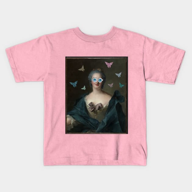 Ancient woman with her glasses Kids T-Shirt by SanjStudio